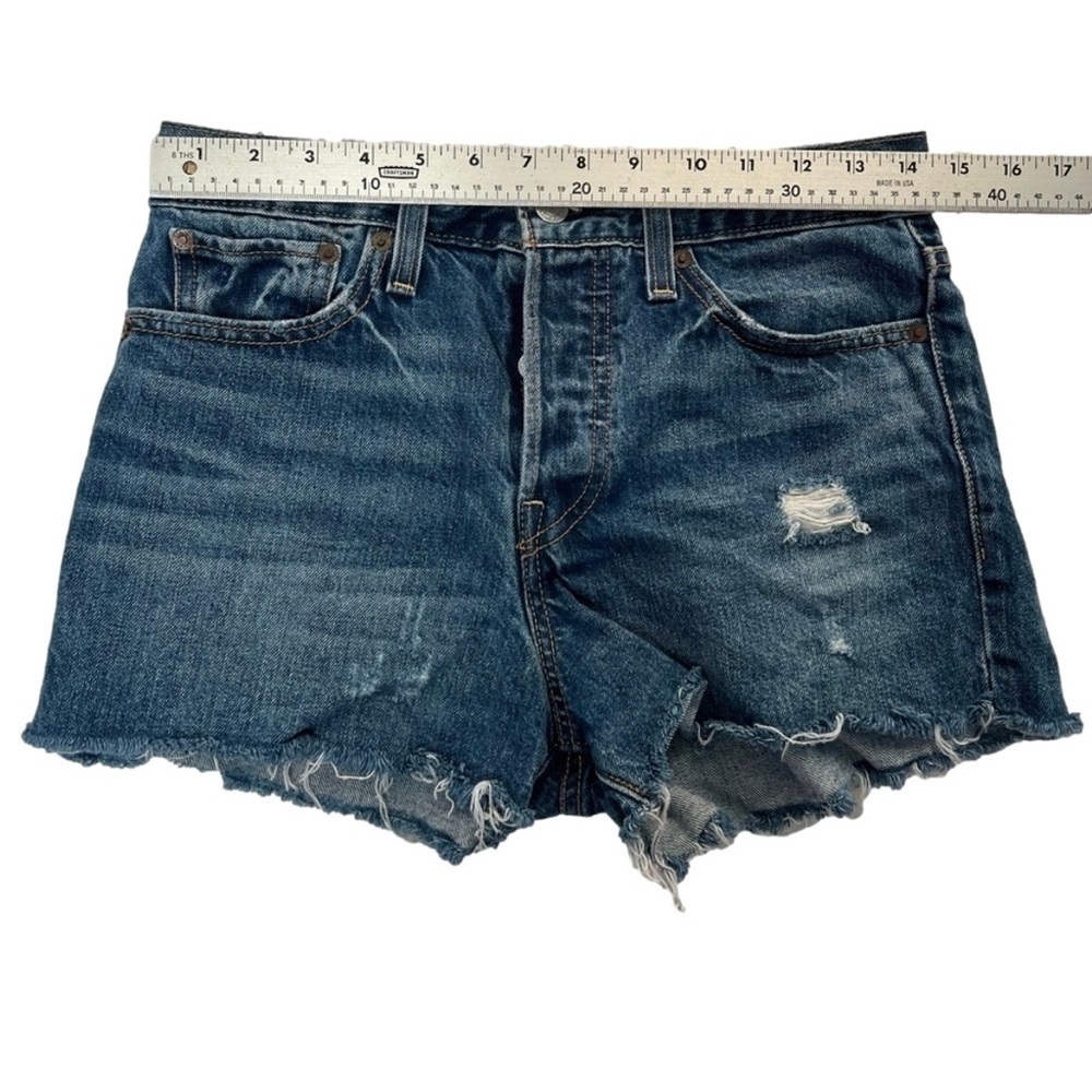 Levi's Cut Off Jeans Shorts High Rise Button Fly Frayed Hem Size 27 - Picture 5 of 7